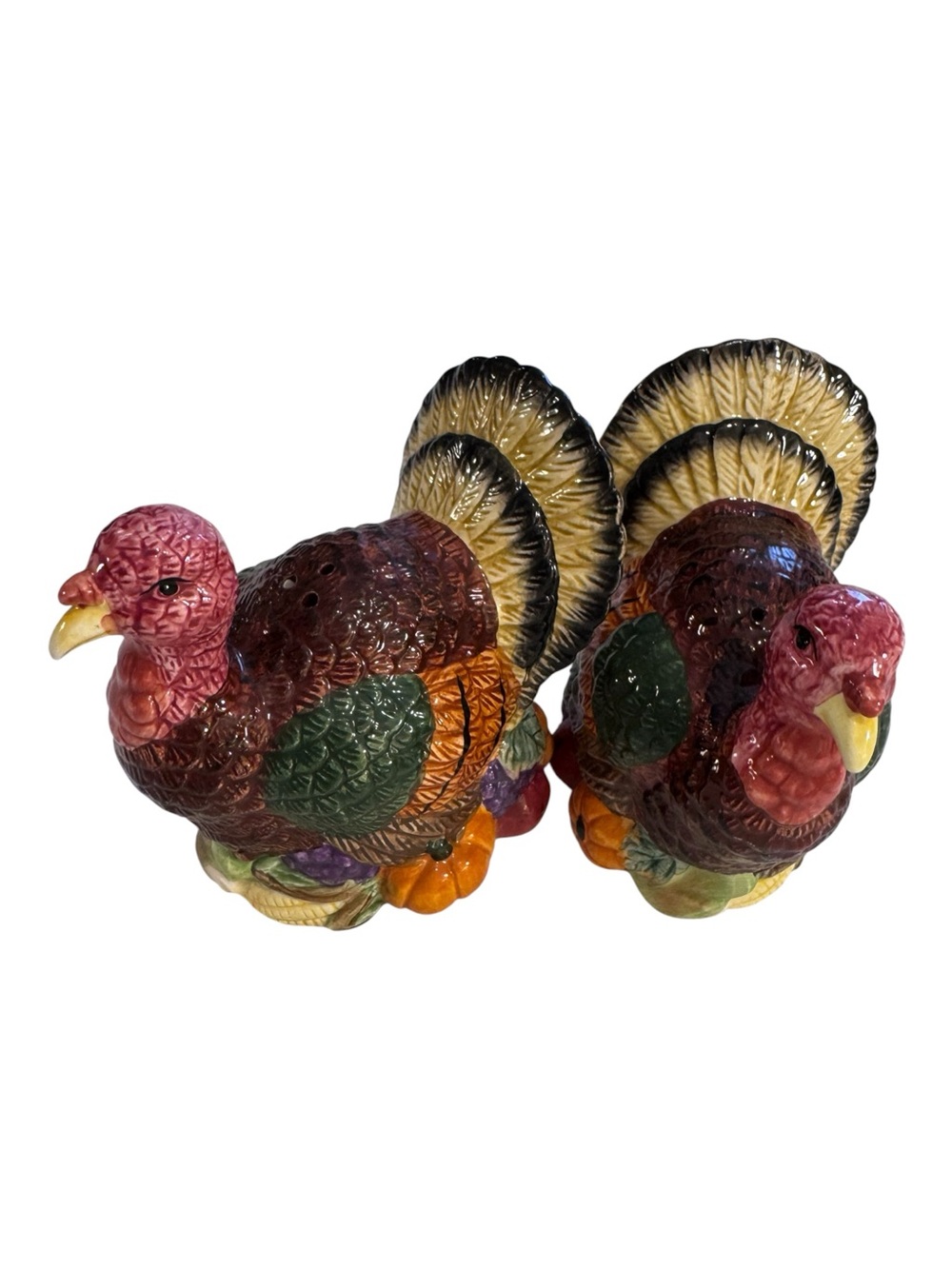 Vintage 1997 Ceramic Turkey Salt & Pepper Shakers Thanksgiving Fall Decor